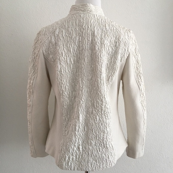 Chico’s Sweater Jacket White Full Zip Size 1 - Picture 5 of 6